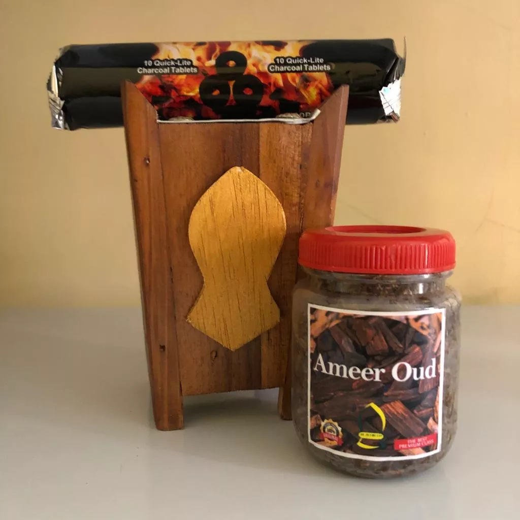 PAKETAN PERAPEN MABKHARAT KAYU SEDANG  DAN BUHUR AMEER OUD SERTA ARENG MAGIC