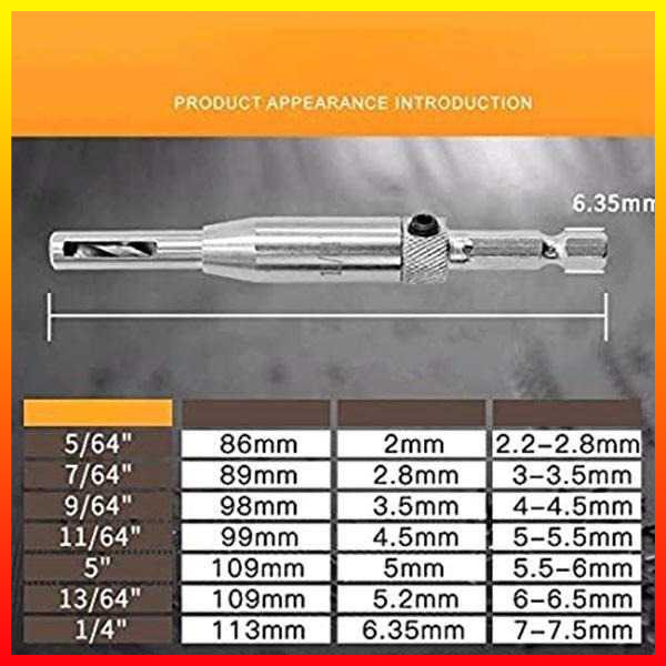 Mata Bor Hinge Hole Opener Self Centering Drill Bit 4 PCS 5/64&quot;, 7/64&quot;, 9/64&quot;, 11/64&quot; ZM-21 - 7ROTBDSV