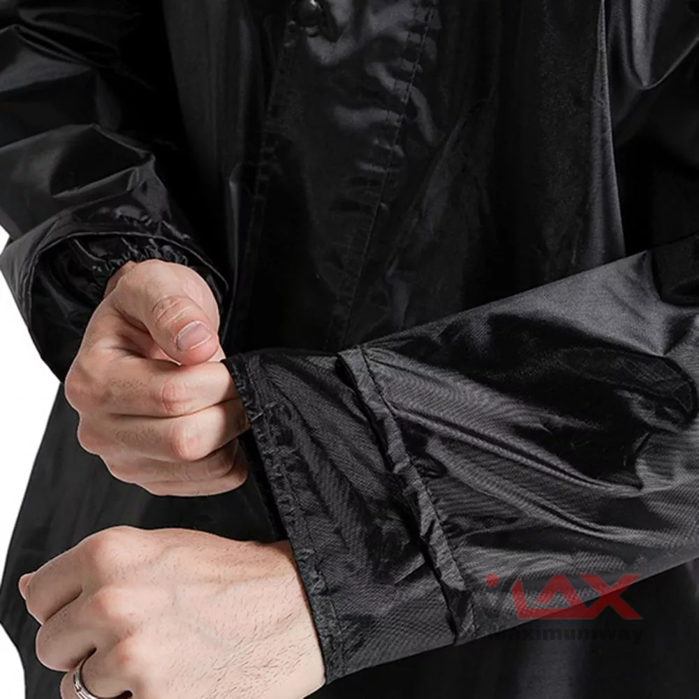 JIE Jas Hujan Motor Setelan Atas Bawah dengan celana pria wanita Set Setelan Jas Hujan Rain Coat bahan tebal anti air kedap air ideal untuk biker bikers pengendara motor cewek cowok laki perempuan Cycling Rain Coat Waterproof Windproof Hiking Camping Rain