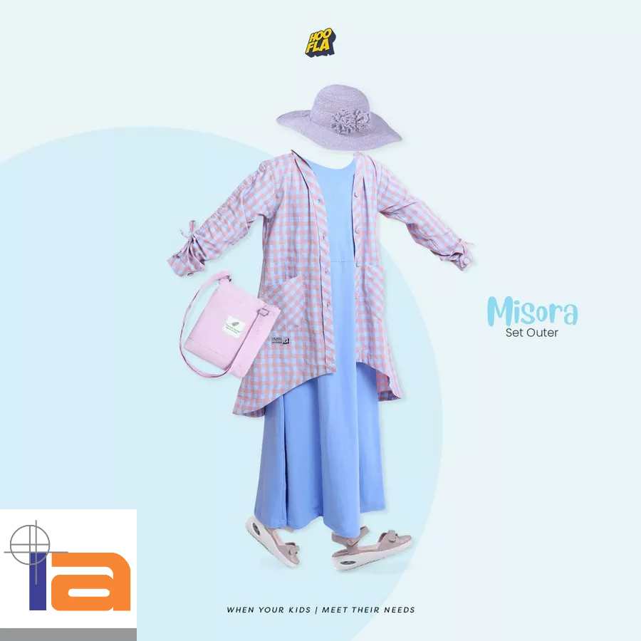 Setelan Baju Anak / Pakaian Anak Perempuan - Pakaian Muslim Anak - Gamis Anak Perempuan Misora Set O
