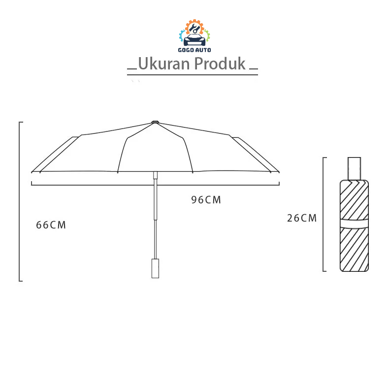 Payung Lipat UV Berubah Corak Hydrochromic Panas Matahari Hujan