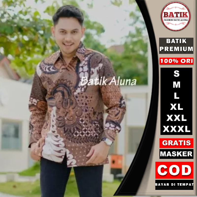 Batik Pria Lengan Panjang Premium Mewah Ori Full Furing Quality Terbaru By FASHION BATIK ALUNA