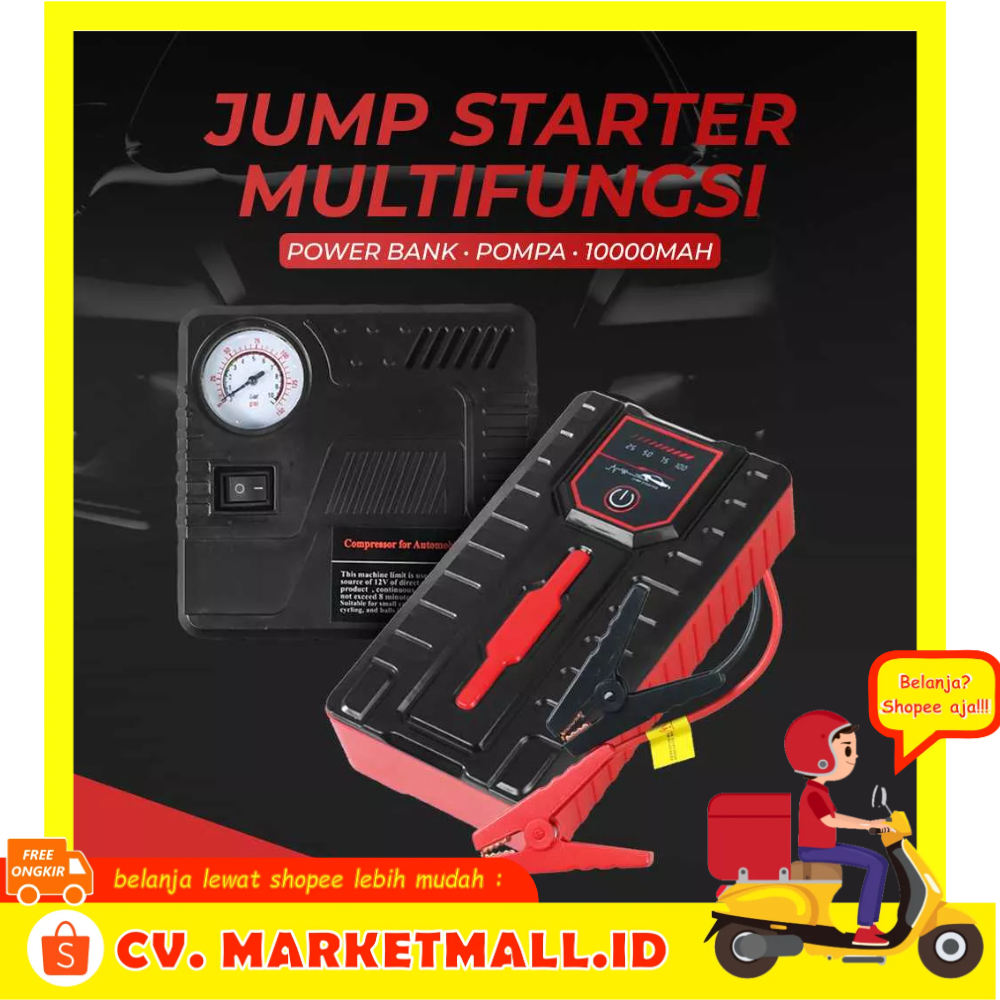 Power Bank Multi-Function Portable Car Jump Starter Pompa USB 12V Lithium Battery 10000mAh JXIANG POWER JX-57 - 7CWB09BQ