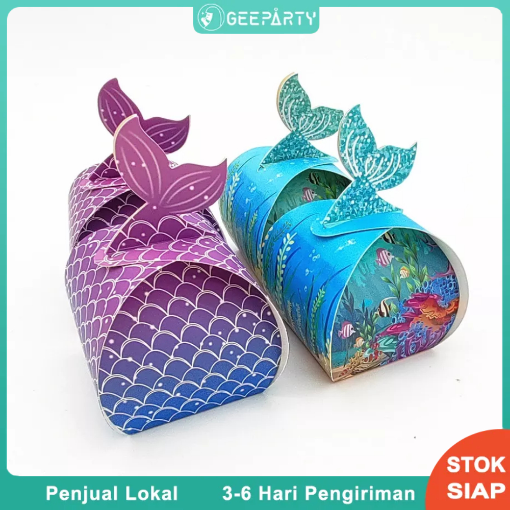 

5 pcs Kotak Permen Kertas Kraft Tema Putri Duyung Persegi untuk Perlengkapan Dekorasi Pesta Ulang Tahun Ulang Tahun Anak Perempuan