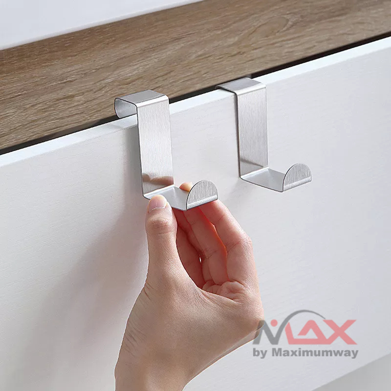 HIMSTO kapstok gantungan baju di pintu tanpa paku / Baut Capstok cantelan baju pengait handuk atau tas kamar mandi dapur kamar tidur hook Door Hanger Hooks Stainless Steel Kitchen Cabinet Draw Over Door Hook Clothes Bedroom Bathroom Hanger Holder