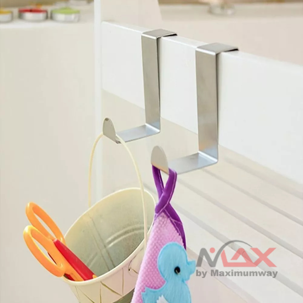 HIMSTO kapstok gantungan baju di pintu tanpa paku / Baut Capstok cantelan baju pengait handuk atau tas kamar mandi dapur kamar tidur hook Door Hanger Hooks Stainless Steel Kitchen Cabinet Draw Over Door Hook Clothes Bedroom Bathroom Hanger Holder