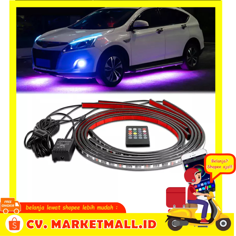 4PCS 90/120cm Bluetooth App Controller Smartphone Lampu Latar Strip LED Fleksibel Bawah Kolong Sasis Mobil Kendali Aplikasi Kontrol Musik Kontrol Suara Waterproof EJ's JIA4 - 7RLL2WBK