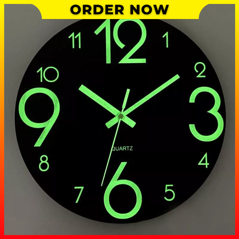 Jam Dinding Kayu Luminous Number Hanging Clocks Modern Tenang Dark Glowing Wall Clocks Untuk Ruang Tamu Kamar Tidur 30CM Winners Win32 - 7CHA79WD