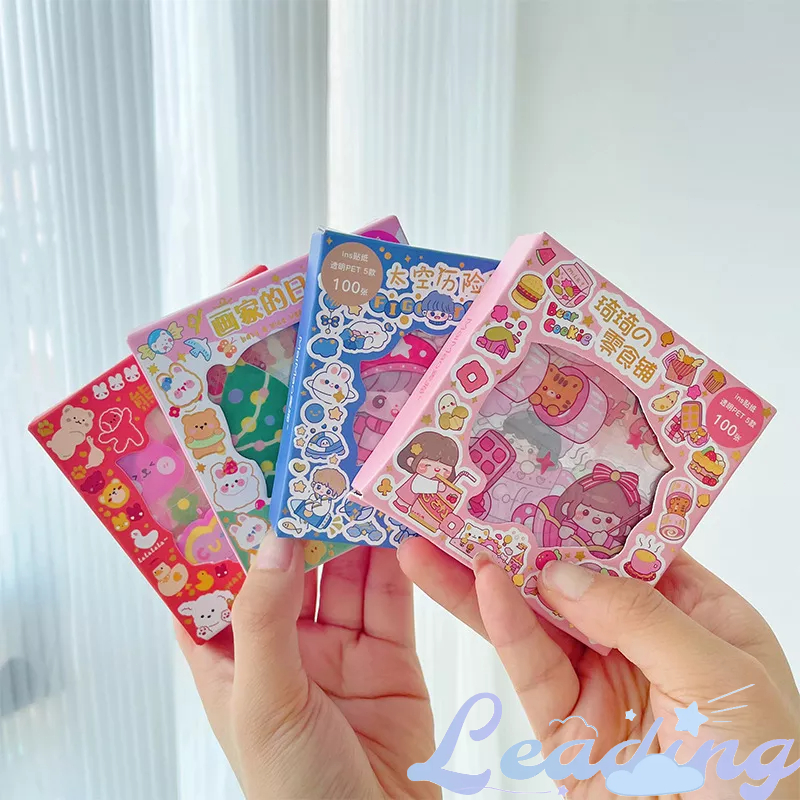 

100Pcs/Set Stiker Kartun Lucu Waterproof PET Bahan MOMO Sticker Aesthetic Waterproof Anti Air DIYJournal Scrapbook Untuk Dekorasi-Le