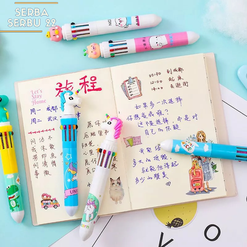 Pulpen 10 Warna Bulpen 10 Warna Bermotif lucu Pulpen Pulpen Anak Anak