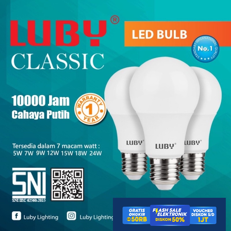Lampu Led Luby Bulb Classic 5 / 7 / 9 / 12 / 15 / 18 / 24 Watt