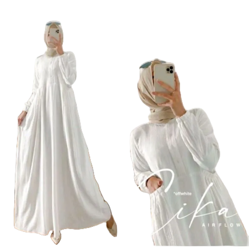 Dress Gamis Crinkle Muslim Wanita Pakaian Fashion