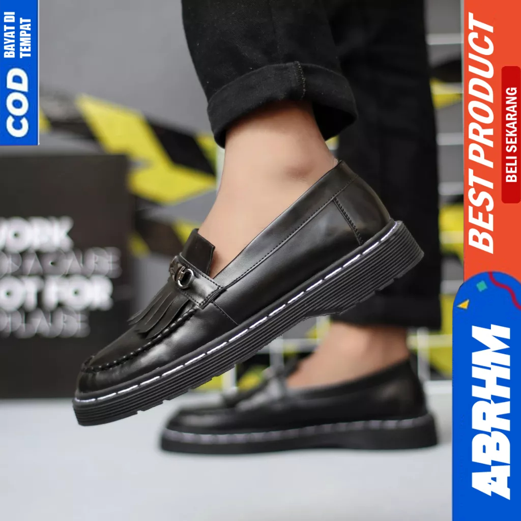 ABRHM loafers Penny Docmart Casual Kerja Hitam Pria