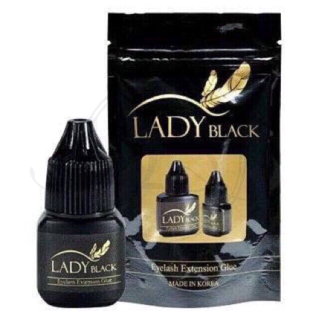 ORIGINAL LEM LADY BLACK GLUE 5ML WITH POUCH FOR EYELASH EXTENSION / NAVINA GLUE / KGLUE EYELASH