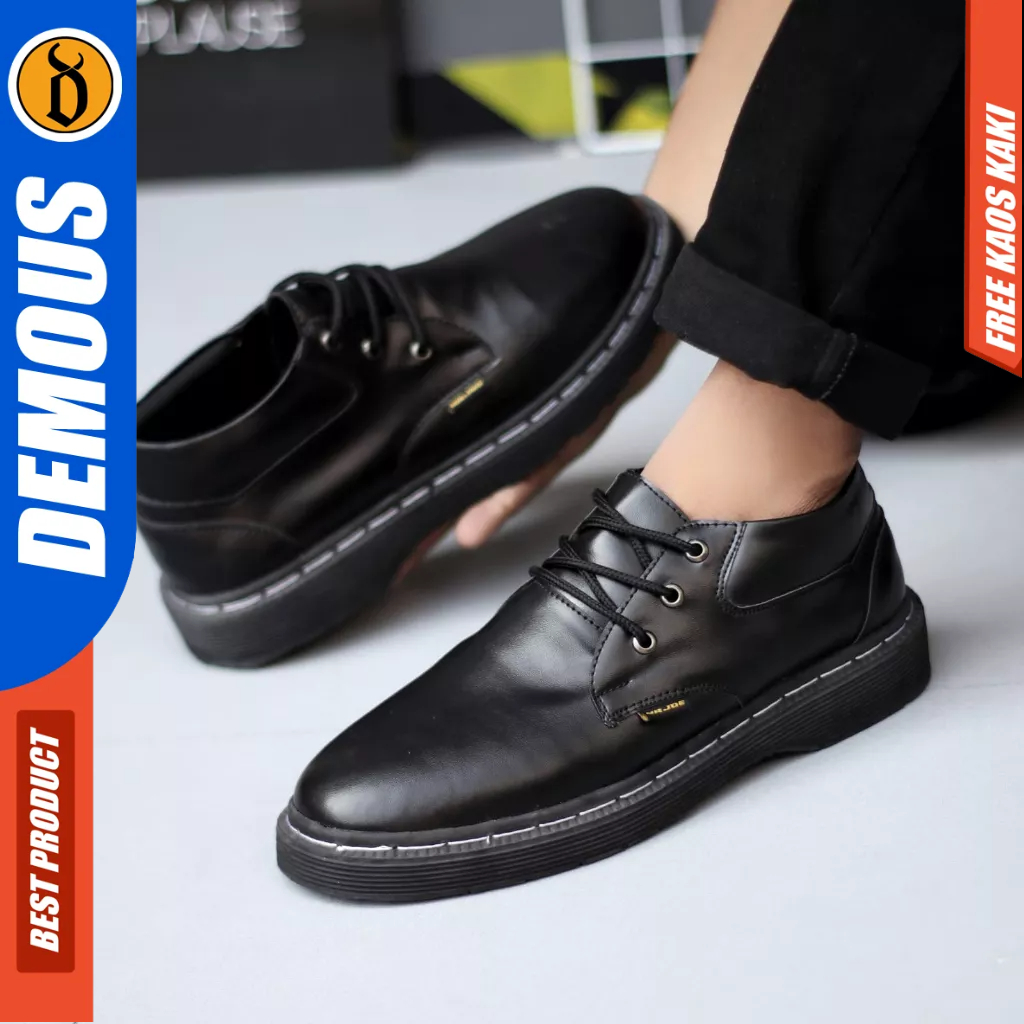 DEMOUS Kizaru - Sepatu Formal Docmart Pantofel Hitam Pria