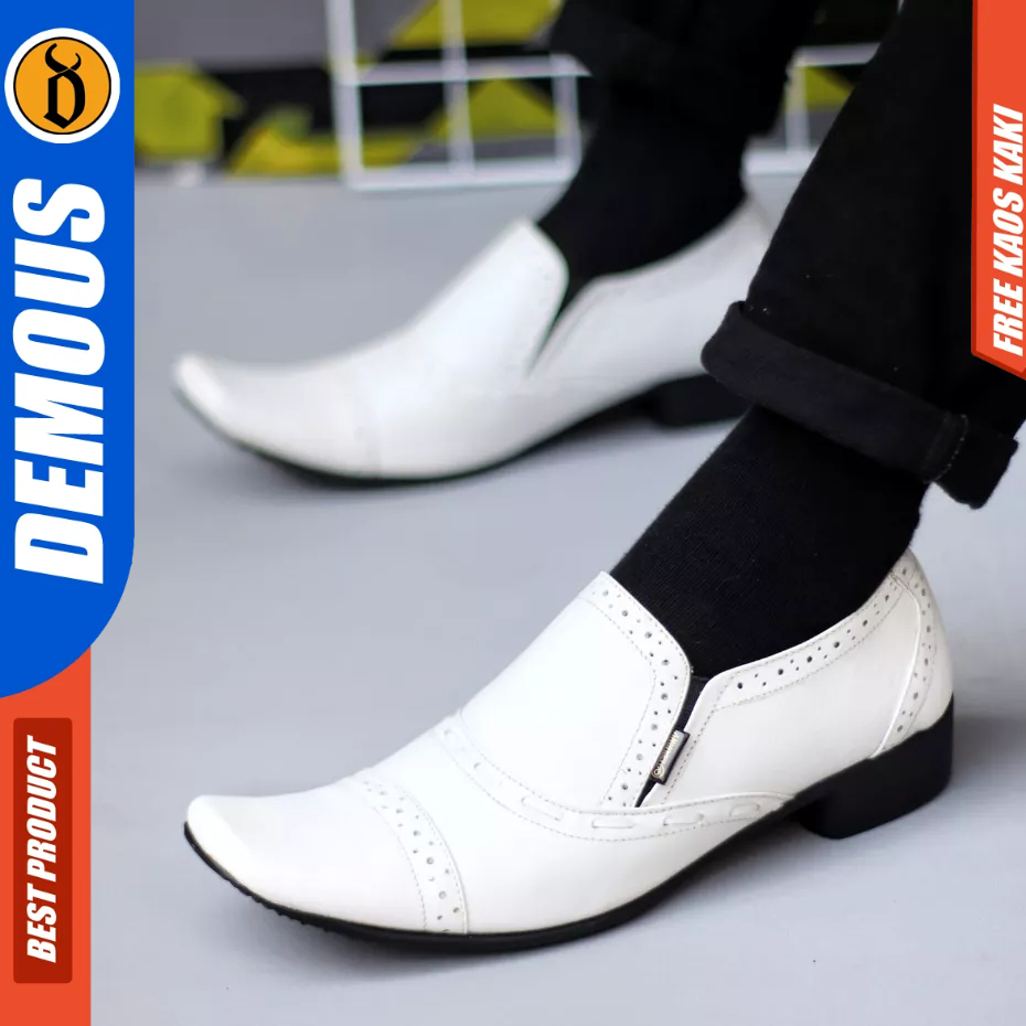 DEMOUS - Sepatu Formal Pantofel Ukuran Besar 44 45 46 47 Hitam Kulit Asli Pria