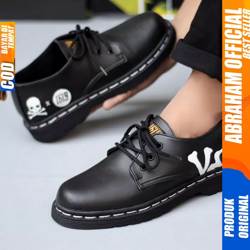 Sepatu Formal Docmart Low Boots Casual Pantofel Kerja Hitam Pria