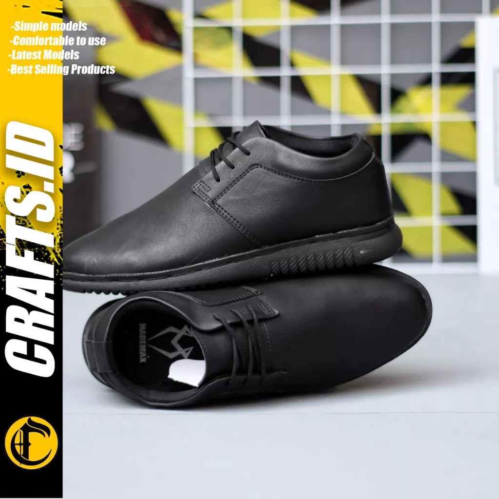 CERAFTS - Sepatu Formal Casual Hitam Kulit Pu Pria