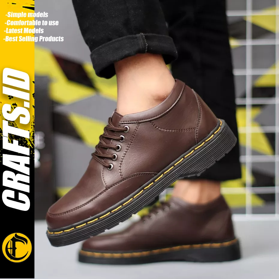 CRAFTS - Sepatu Formal Docmart Low Boots Tali Hitam Kerja Pris