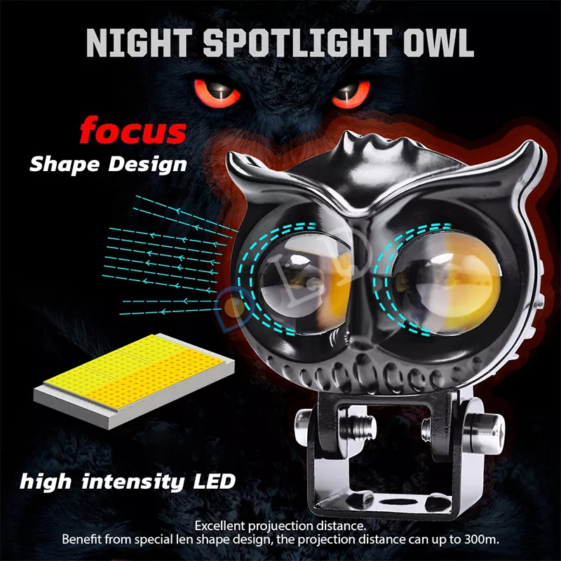 [COD] Lampu Tembak Laser LED D2 Owl 2 Warna Putih Kuning Jauh Dekat Lampu tembak Daymaker model OWL Dijamin Terang