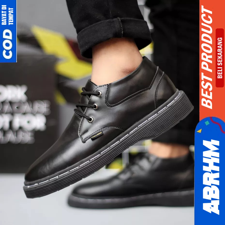 ABRHM Sepatu Formal Docmart Hitam Kerja Pantofel Pria