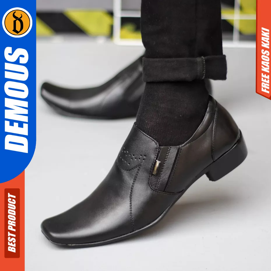 DEMOUS BONES - Sepatu Formal Pantofel Kerja Tali Hitam Kuli Ukuran Besar 44 45 46 47 Pria