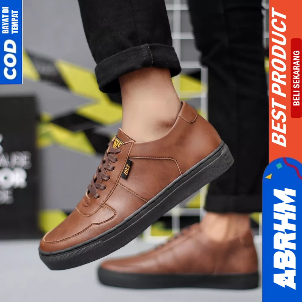 ABRHM Sepatu Formal Casual Sneakers Hitam Kerja Pria