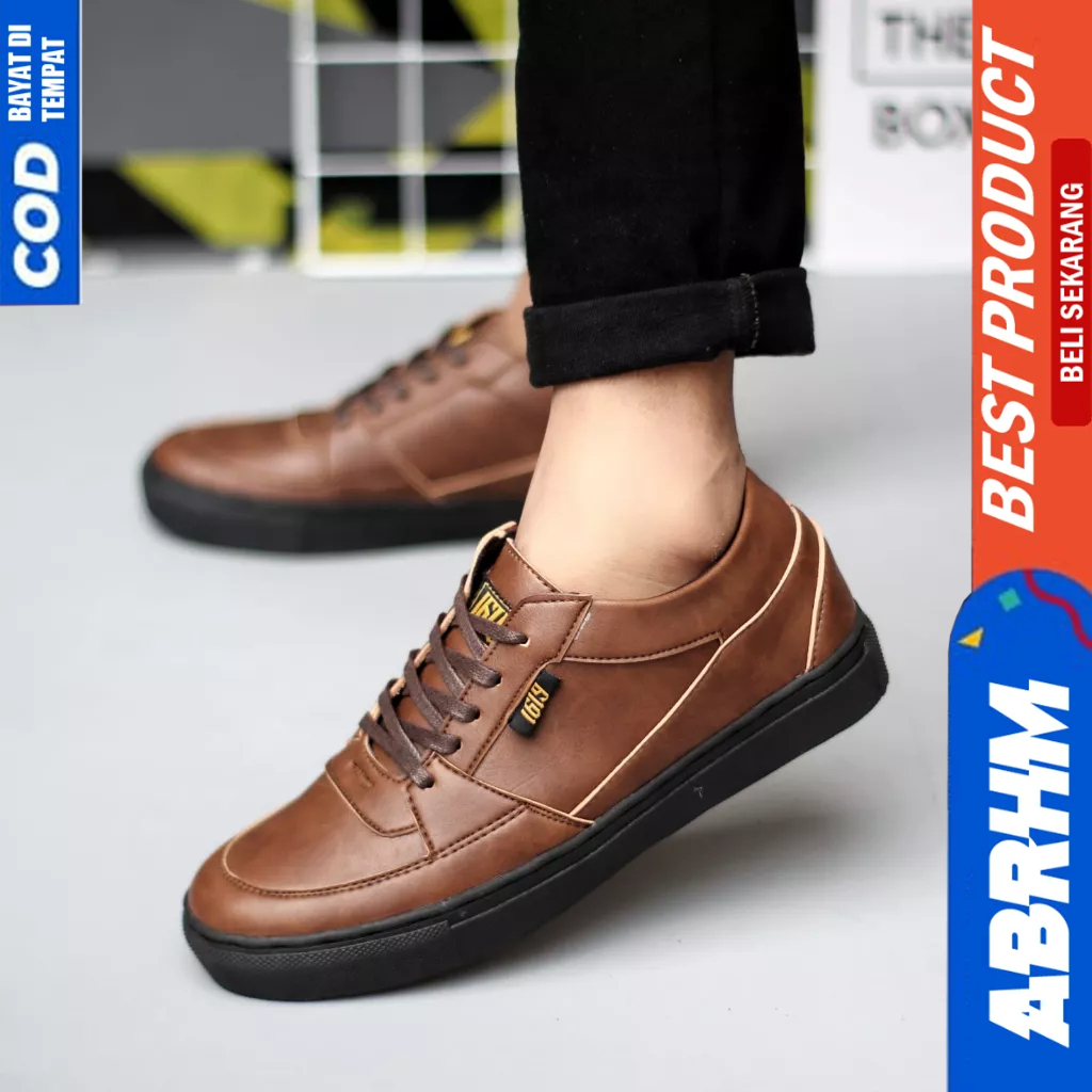 ABRHM Sepatu Casual Formal Hitam Kerja Sneakers Pria