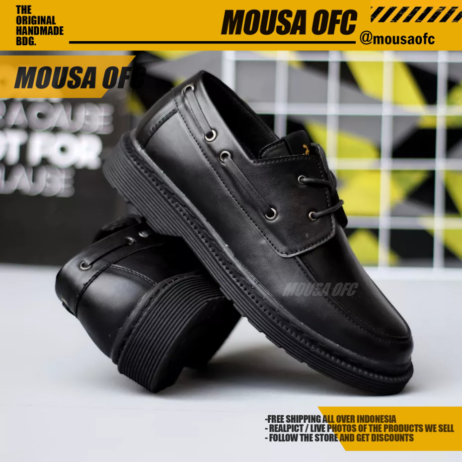 Sepatu Low Boots Docmart Formal Hitam Tali Pria