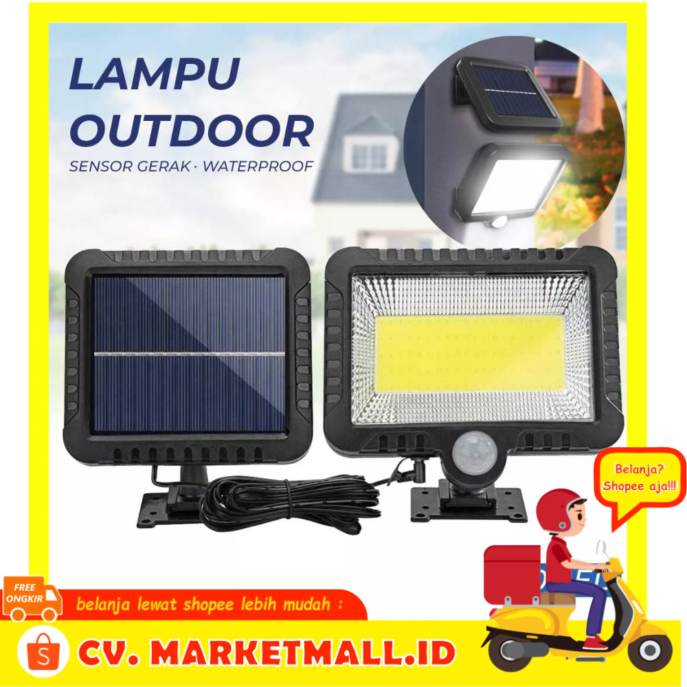 Lampu Dinding Taman 100LED Cool White Tenaga Surya Sensor Gerak Waterproof Baterai Lithium 1200 mA YuYiYuan SL-F100 - 7RLL5RBK