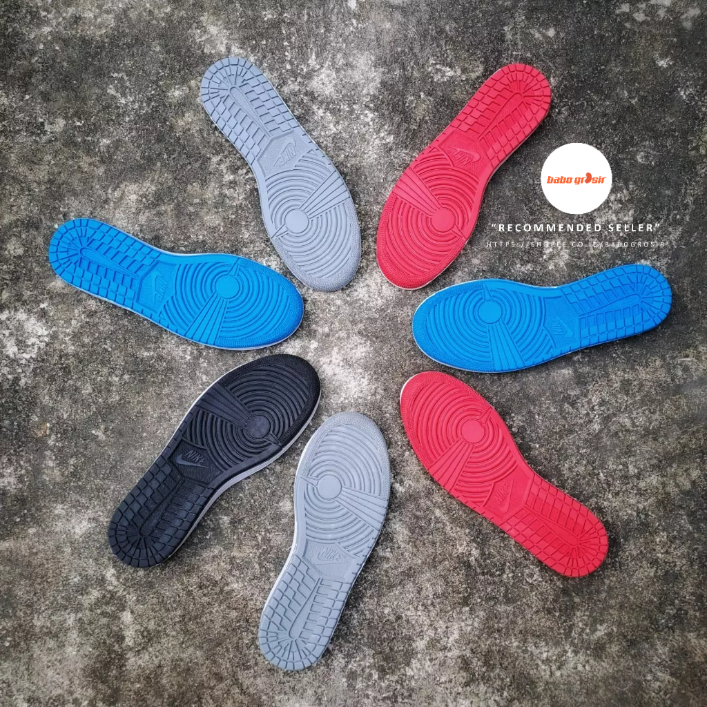 Outsole Nike Air Jordan 1 Retro Warna dan Size Lengkap, Size Kecil dan Size Besar hingga 44/45. Bahan Karet Rubber Kualitas Import Lentur dan Tidak Licin. Cocok untuk Repair Sepatu