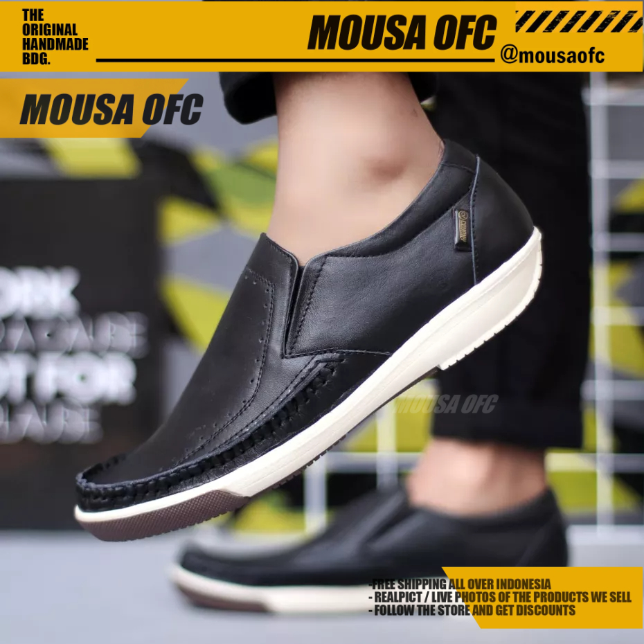 Sepatu Formal Casual Slop Hitam Kulit Kerja Pria