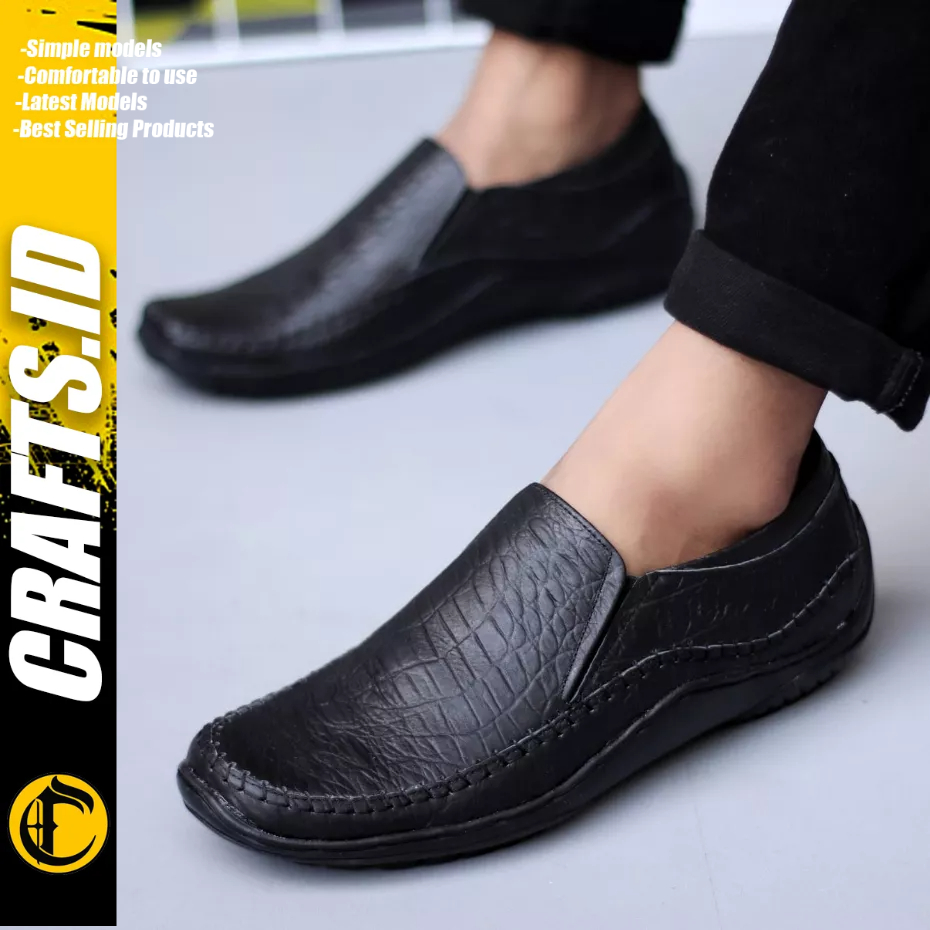 Sepatu Pantofel Formal Casual Hitam Kulit Asli Kerja Pria