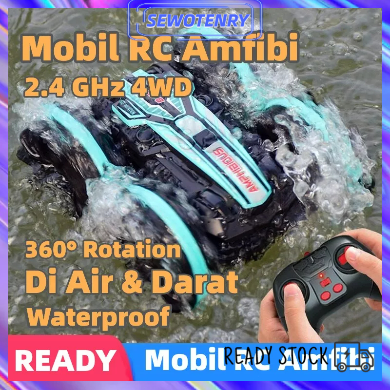 【COD】Mainan Mobil RC Amfibi Bisa Di Air &amp; Darat 360 Rotation 2.4 GHz 4WD Waterproof 2in1 RC Stunt Mobil