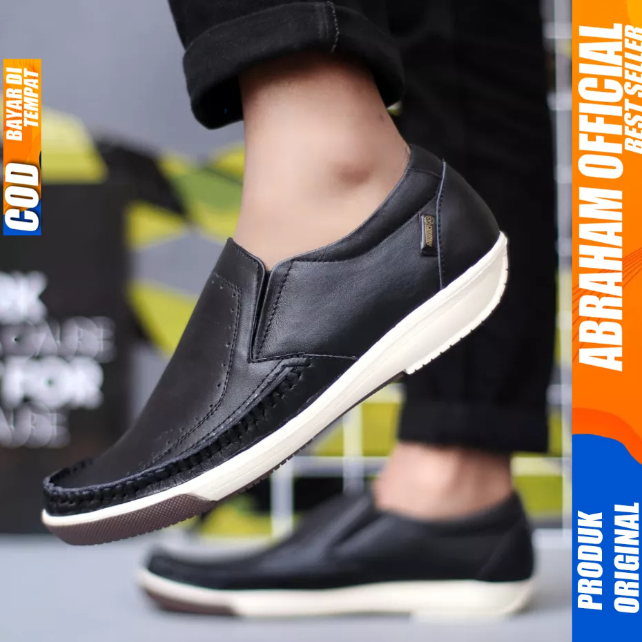 Sepatu Casual Formal Kulit Asli Hitam Kerja Pria