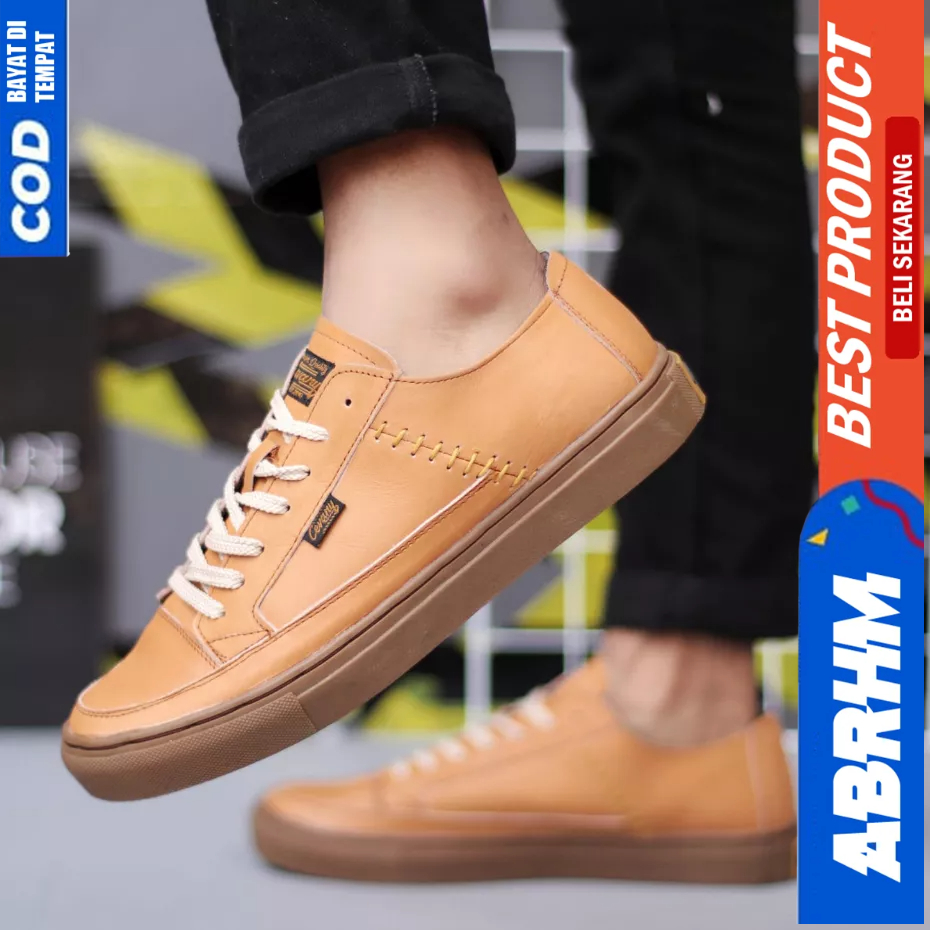 ABRHM Sepatu Formal Casual Kulit Asli Hitam Kerja Pria