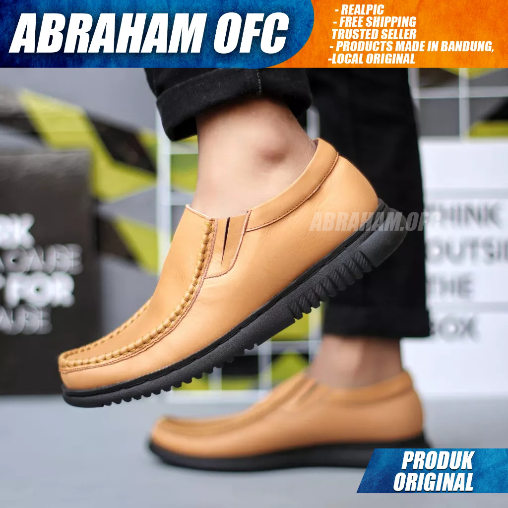 ABRAHAM Sepatu Formal Casual Kulit Full Hitam Kerja Pria