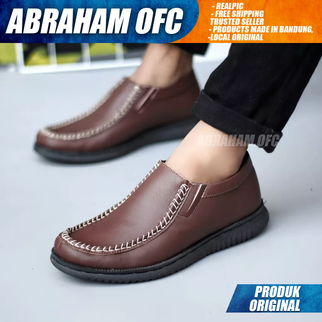 ABRAHAM Sepatu Formal Casual Kulit Full Hitam Kerja Pria