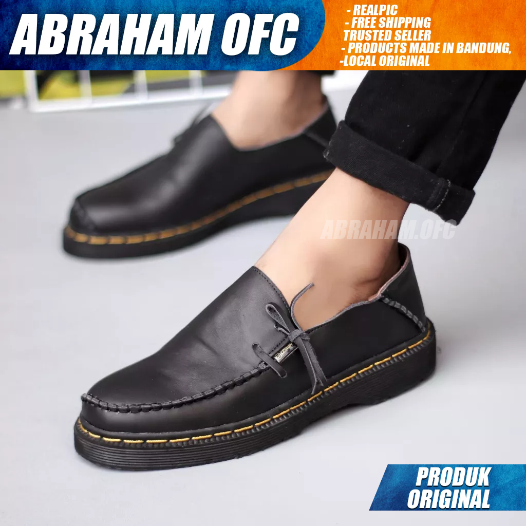 ABRAHAM Sepatu Formal Pantofel Docmart Casual Kulit Kerja Pria