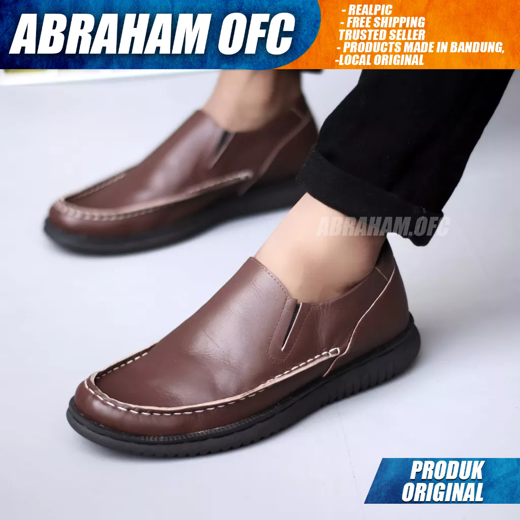 ABRAHAM Sepatu Formal Kulit Asli Hitam Kerja Pria