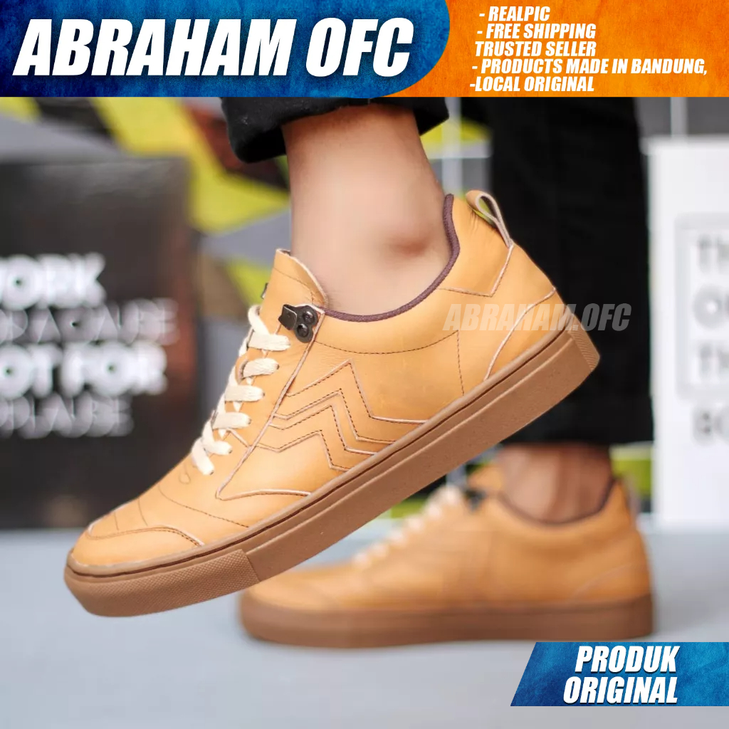 ABRAHAM Sepatu Formal Hitam Kulit Asli Casual Formal Tali Pria