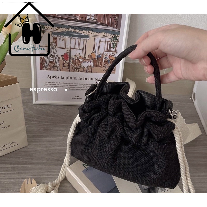 TAS SELEMPANG WANITA SERUT KANVAS FASHION