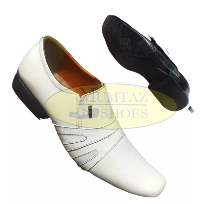 Sepatu Pantofel Putih Elegan Sol Karet Pria Kulit Asli | Sepatu Formal Bally Nyaman Dipakai Seharian