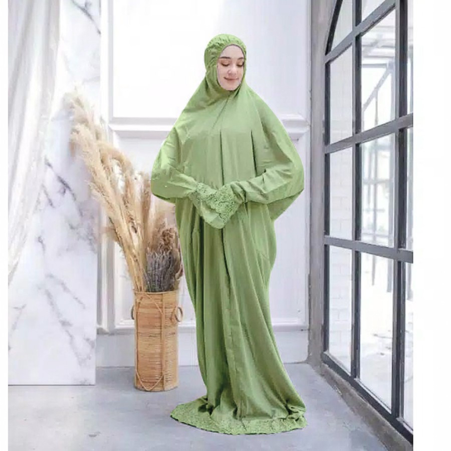 Mukena khadijah dewasa terusan katun mikro bordir nyaman panjang