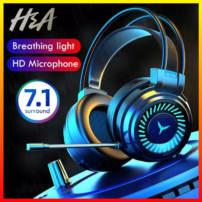 Profesional Wired Headphone Headset Audifonos Bass Stereo Dengan Lampu LED Gaming Dengan Mikrofon Untuk Komputer PC Gaming PS4 PS5 Xbox - 7RSK7JBK