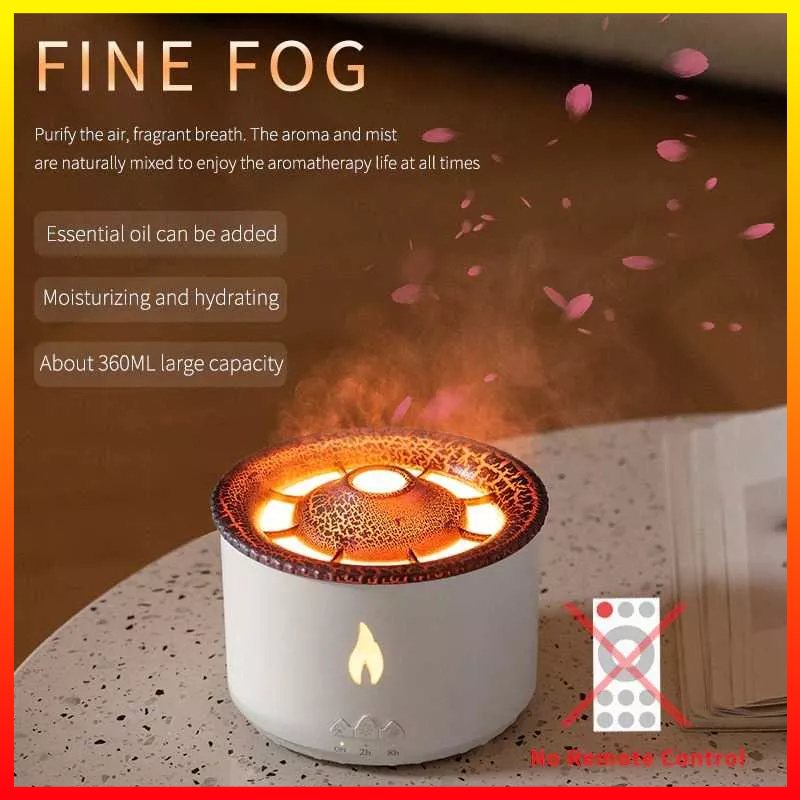 REUP Ultrasonic Air Humidifier Listrik Minyak Esensial Gunung Berapi 3D Aromaterapi Humidifier Diffuser 10W 360ML J-V19 - 7CHXCJWH