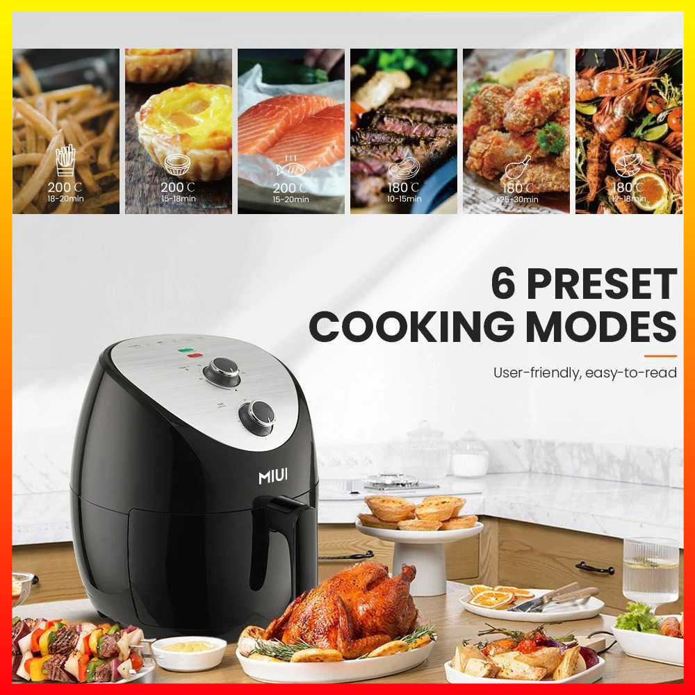 Mesin Penggoreng Udara Bebas Minyak Sehat 5L Air Fryer Button Version MIUI AF-01 - WIHZ02BK