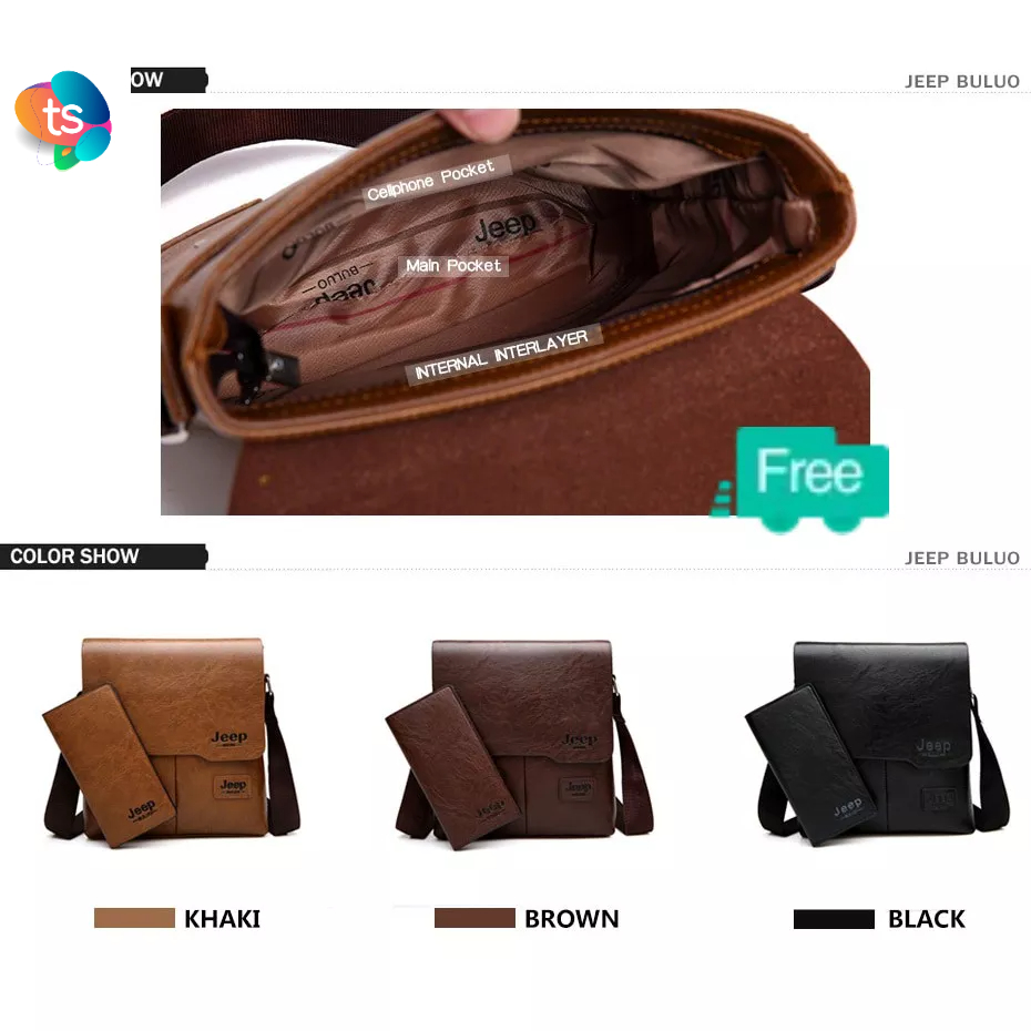 [Gratis Dompet] Tas Selempang Kulit  Messenger Bag Large Gratis Dompet