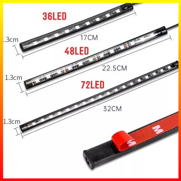 1Set Lampu Mobil LED Strip Flexible 5050 Interior Dekorasi Bawah Dashboard RGB Multicolor 12V Remot Kontrol Sensor Suara JIAMEN J47 - 7CLL47BK