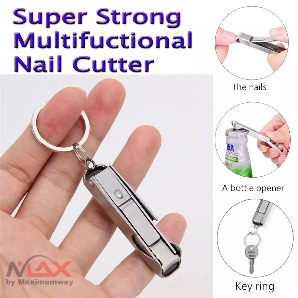 Gunting Kuku Super Kuat Beli sekali untuk selamanya model gantungan kunci Gunting Kuku Extra Strong Nail Clipper Stainless Steel Foldable 0.5cm Ultra-thin Portable Stainless Steel Nail Toe Cutter Trimmer Scissor Manicure Pedicure Tool Fingernail Clipper